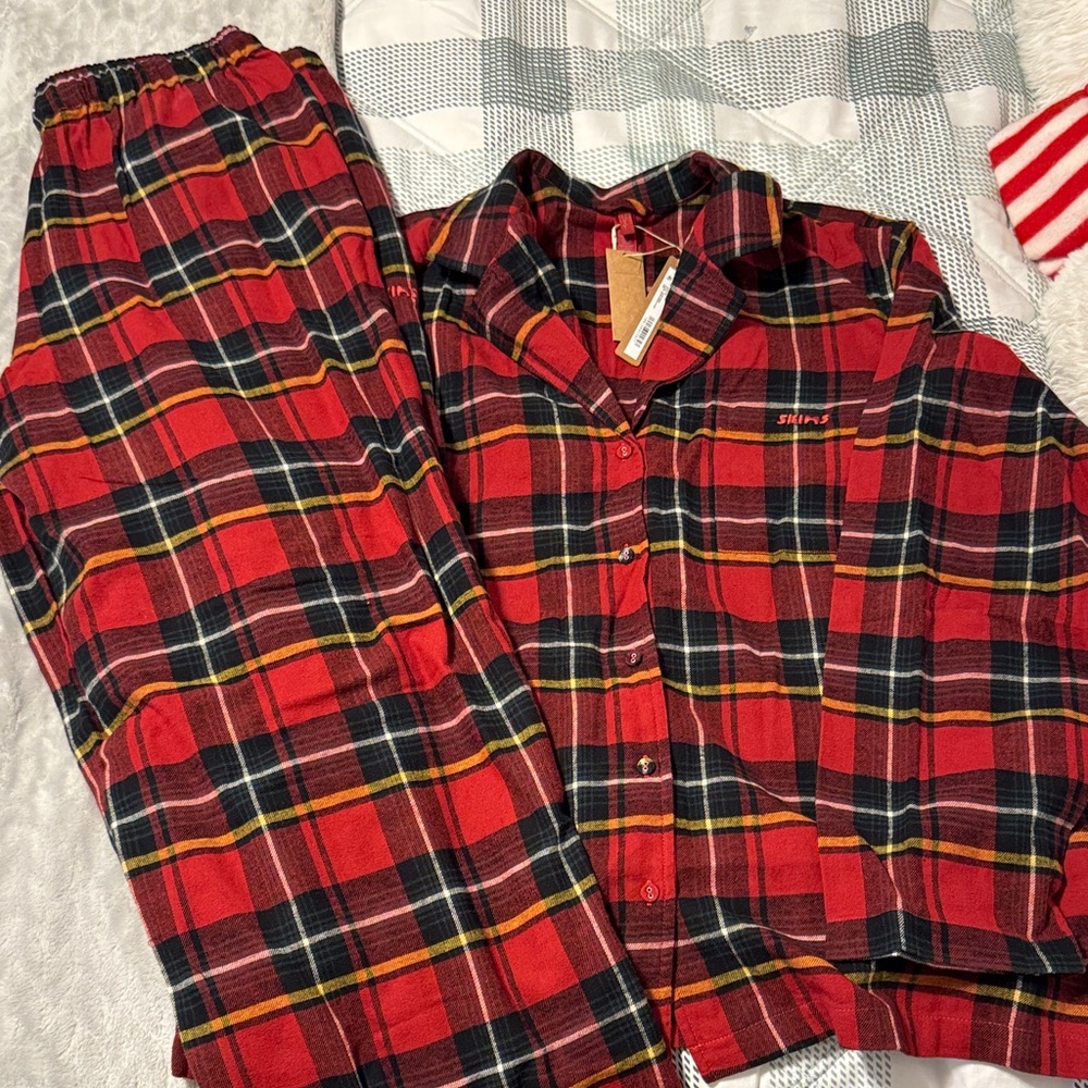 SKIMS Red Plaid Pajamas